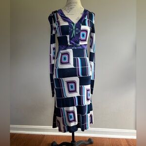 Pierre Cardin Space Age Vintage ‘80’s ‘90’s Geometric Mod Op Art Lined Dress